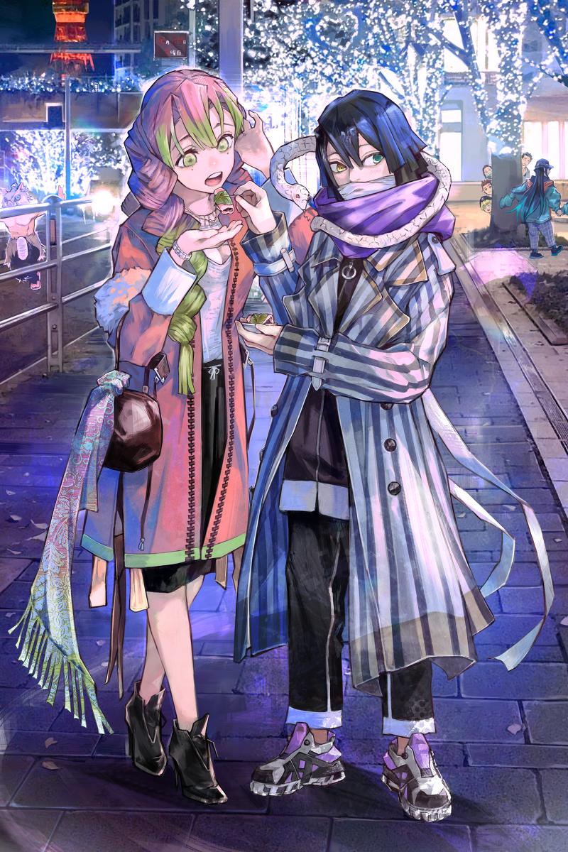 This is a pixiv picture whose title is 現代×鬼滅の刃.