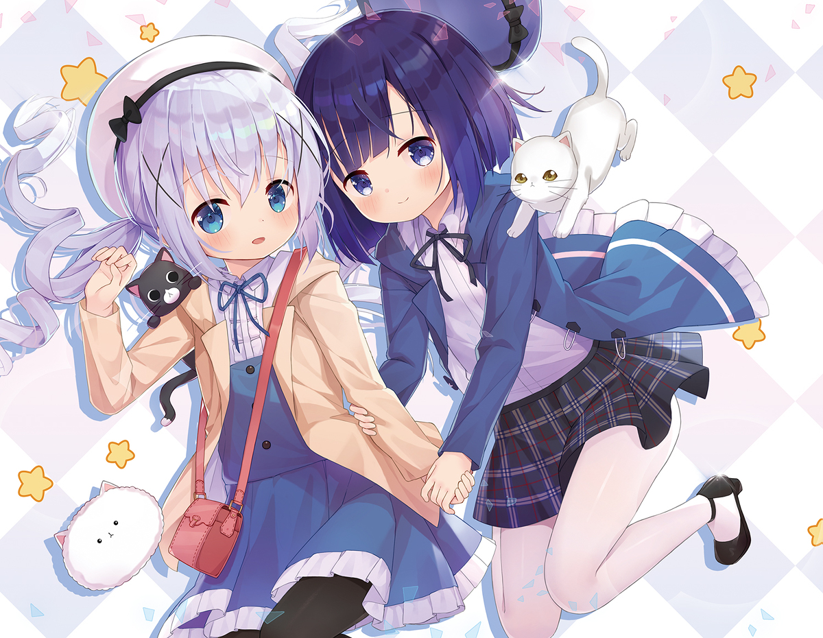 This is a pixiv picture whose title is 【C97チノフユ本表紙絵】チノ＆フユ.