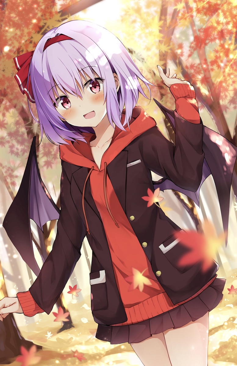 This is a pixiv picture whose title is ブレザーパーカーレミリアと紅葉狩り.