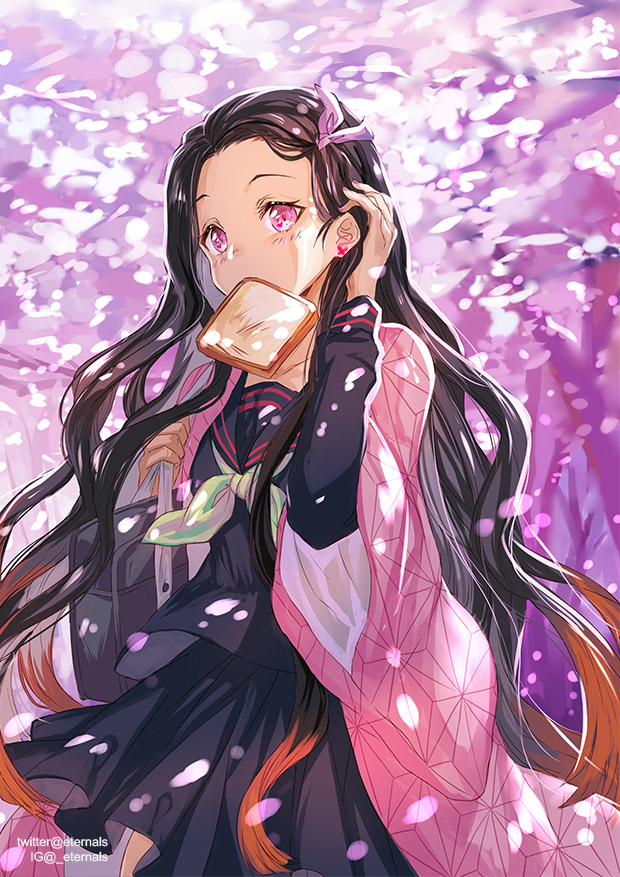 This is a pixiv picture whose title is Bread Nezuko.