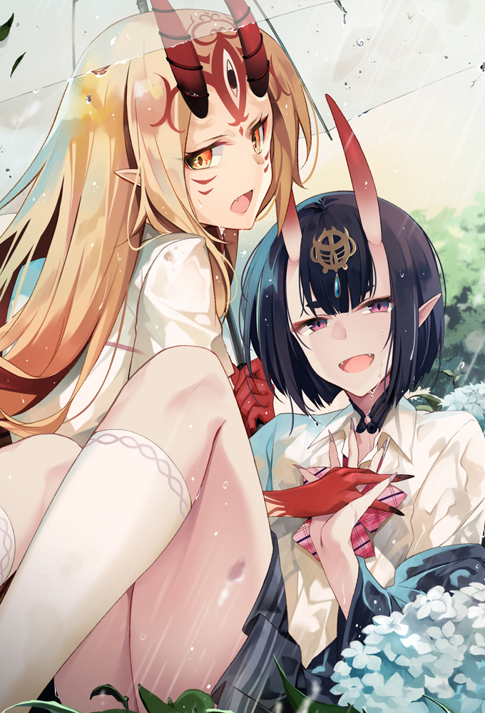 This is a pixiv picture whose title is 雨宿り.