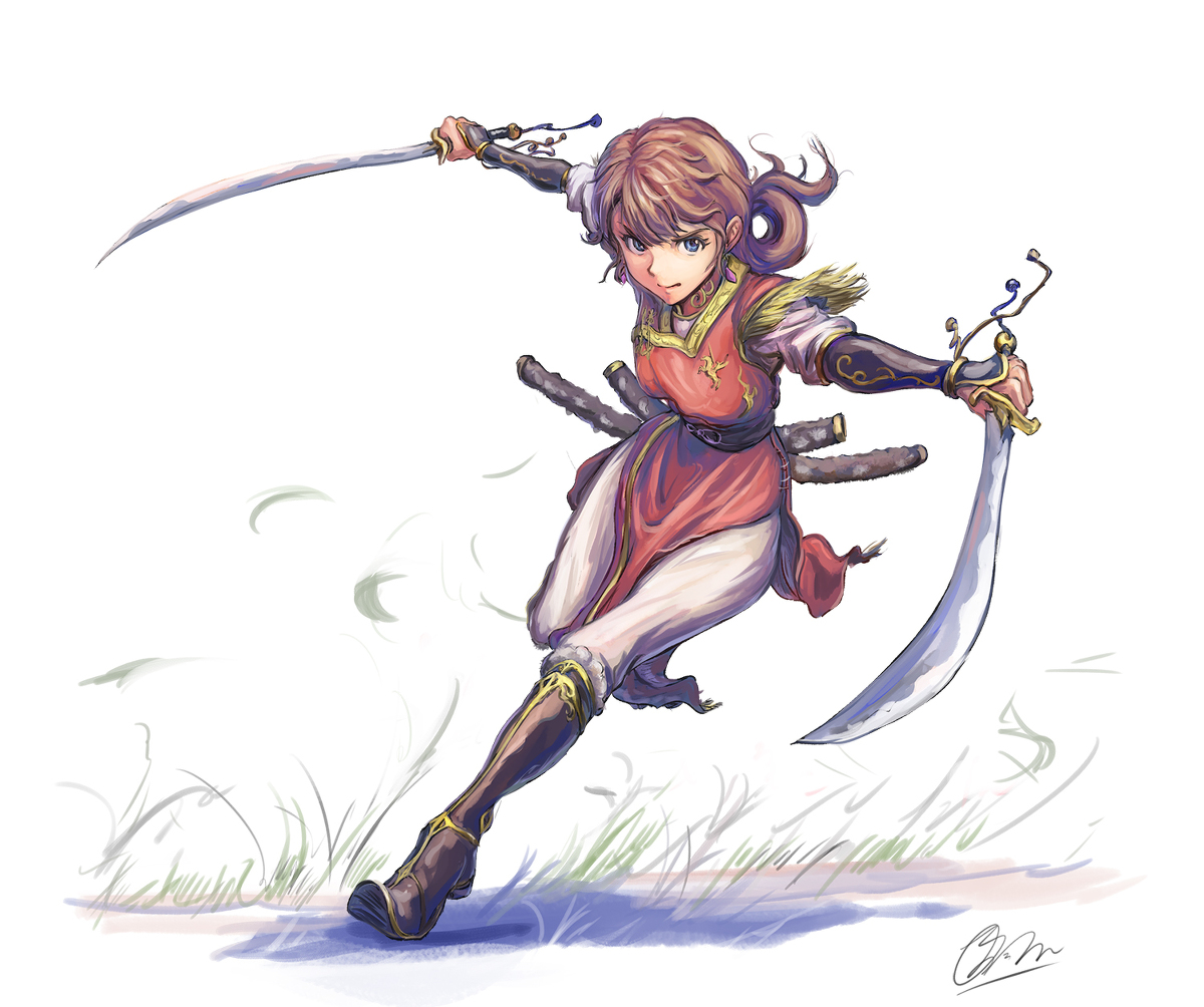 This is a pixiv picture whose title is 二刀の閃き.