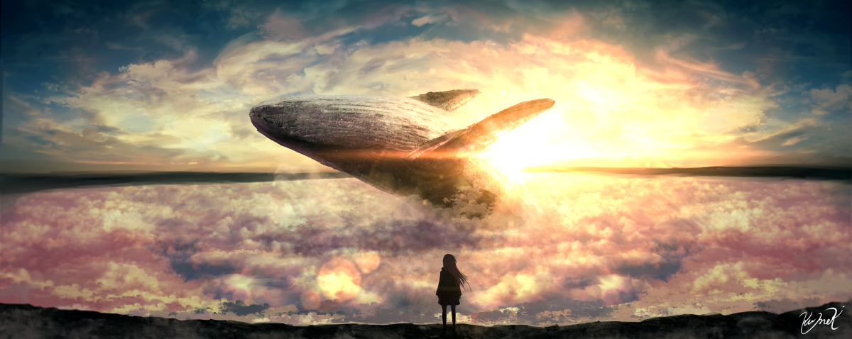 This is a pixiv picture whose title is 空のクジラ.
