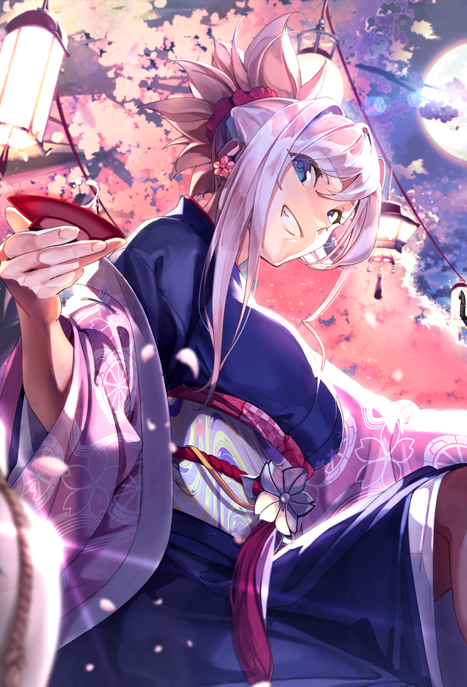 This is a pixiv picture whose title is 夜桜.
