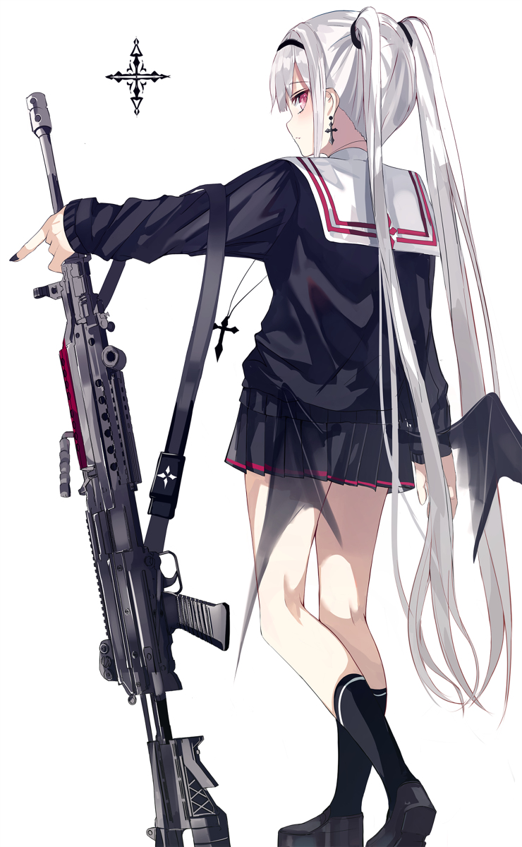 This is a pixiv picture whose title is Machine gun devil.