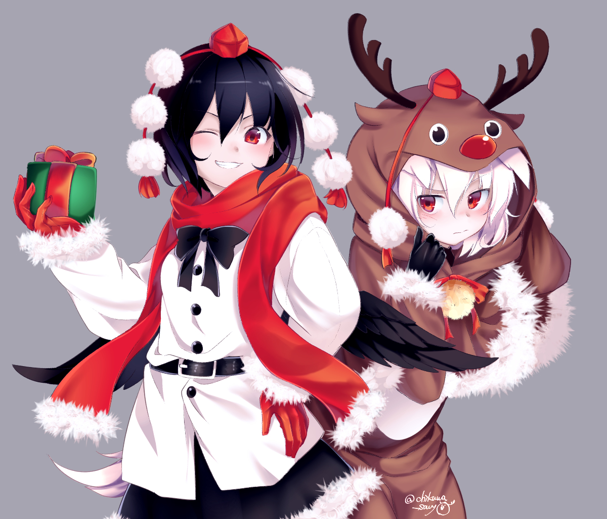 This is a pixiv picture whose title is 天狗もクリスマス.