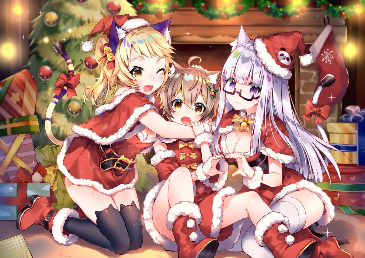 This is a pixiv picture whose title is メリクリ🎄🐾🐱.