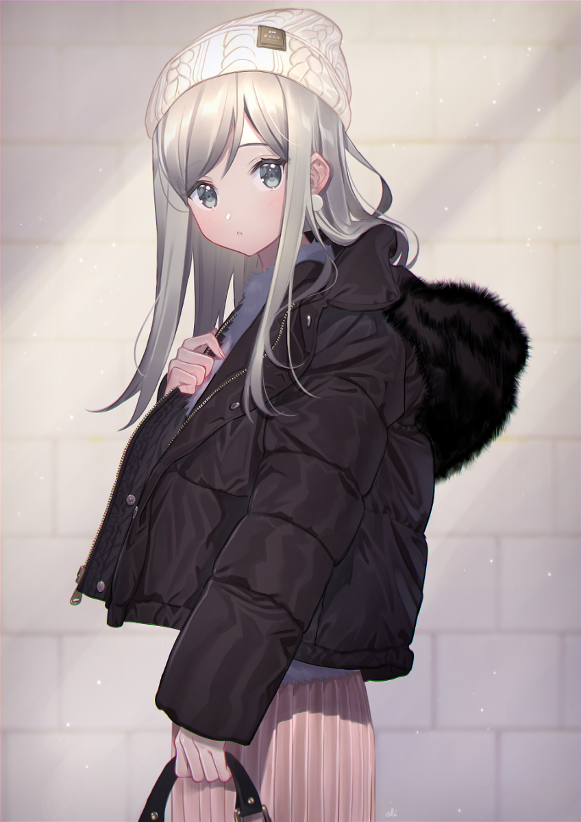 This is a pixiv picture whose title is down coat girl.