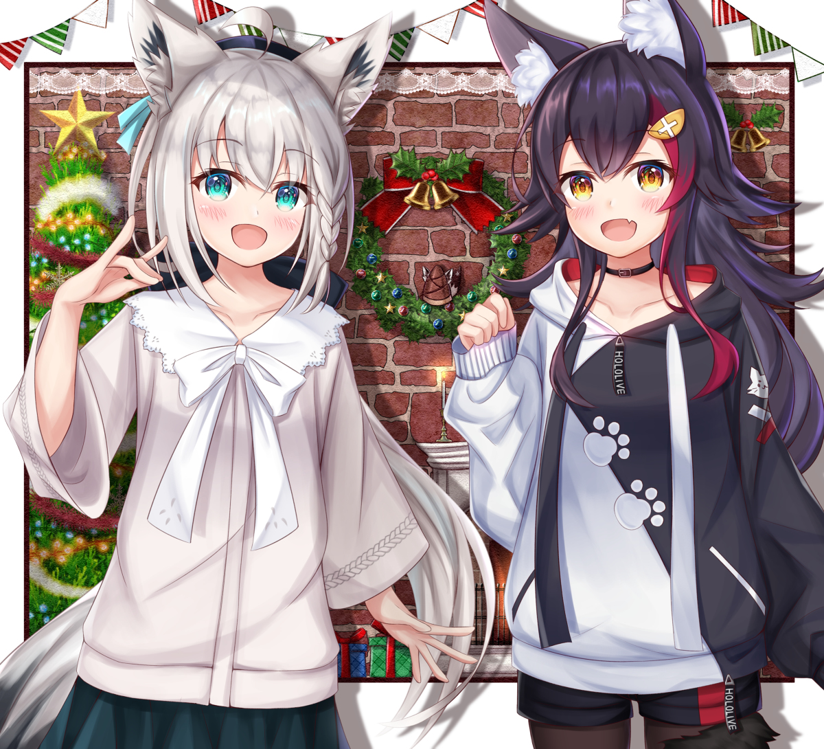 This is a pixiv picture whose title is フブミオクリスマス.