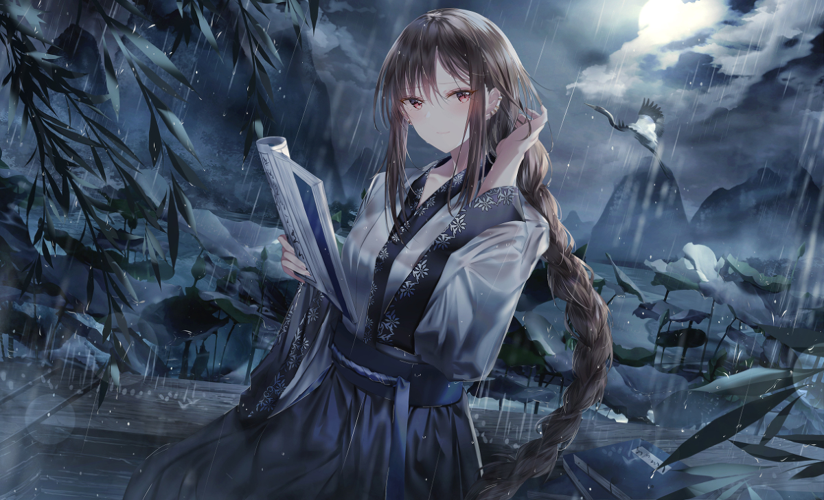 This is a pixiv picture whose title is 寒塘渡鹤影.