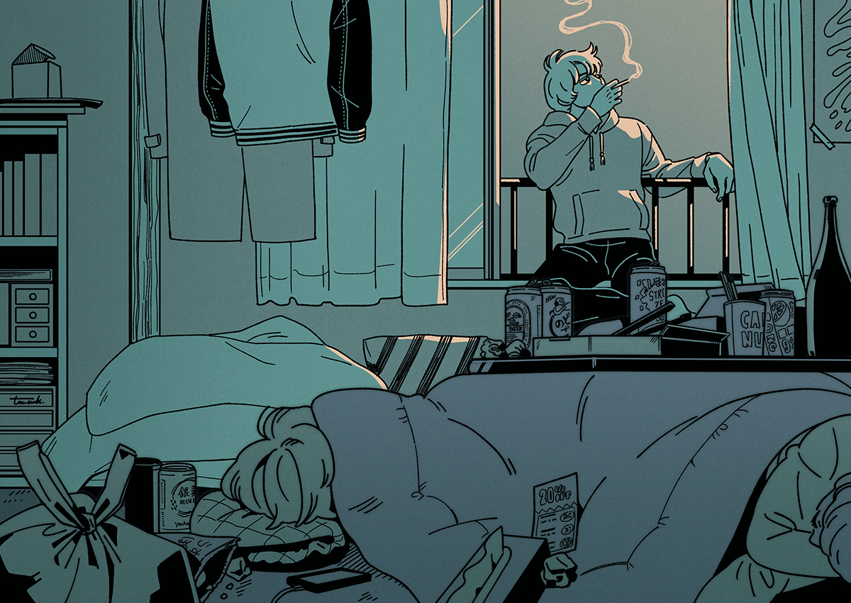 This is a pixiv picture whose title is パーティあとのピザくさい部屋.