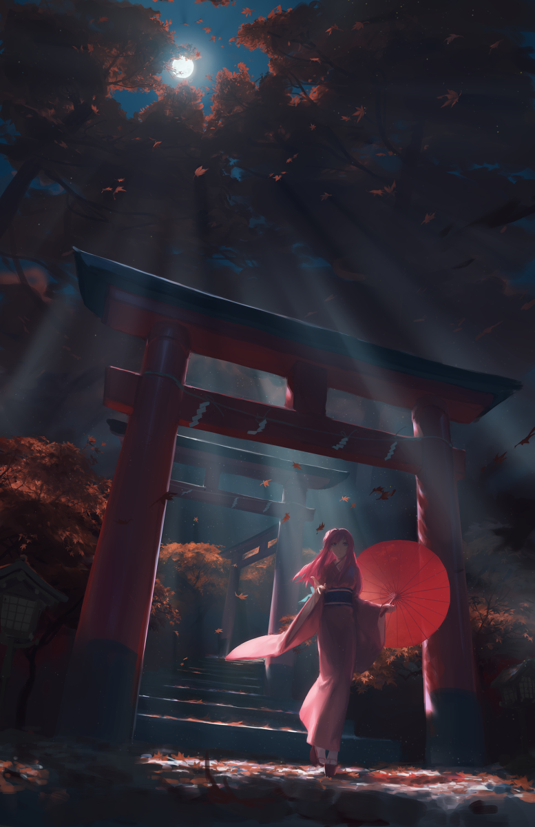 This is a pixiv picture whose title is 紅一葉.
