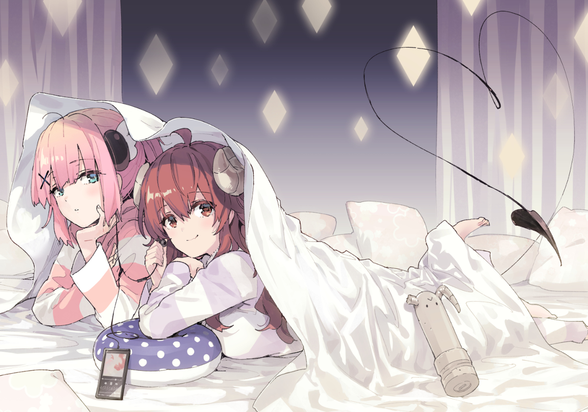 This is a pixiv picture whose title is シャミ子が桃のお家にお泊まりするお話.