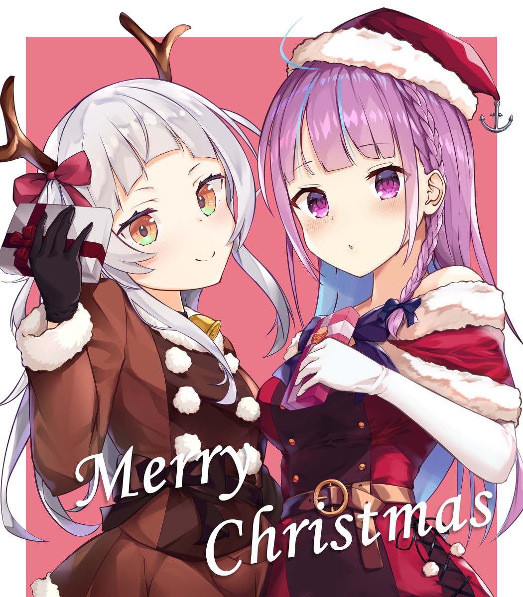 This is a pixiv picture whose title is あくあちゃん＆シオンちゃんクリスマス.