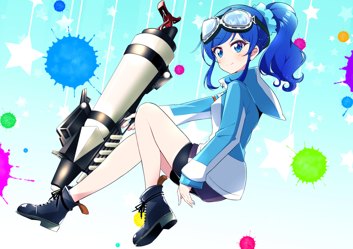 This is a pixiv picture whose title is 【アイカツ!×Splatoon2】霧矢あおい×プライムシューター.