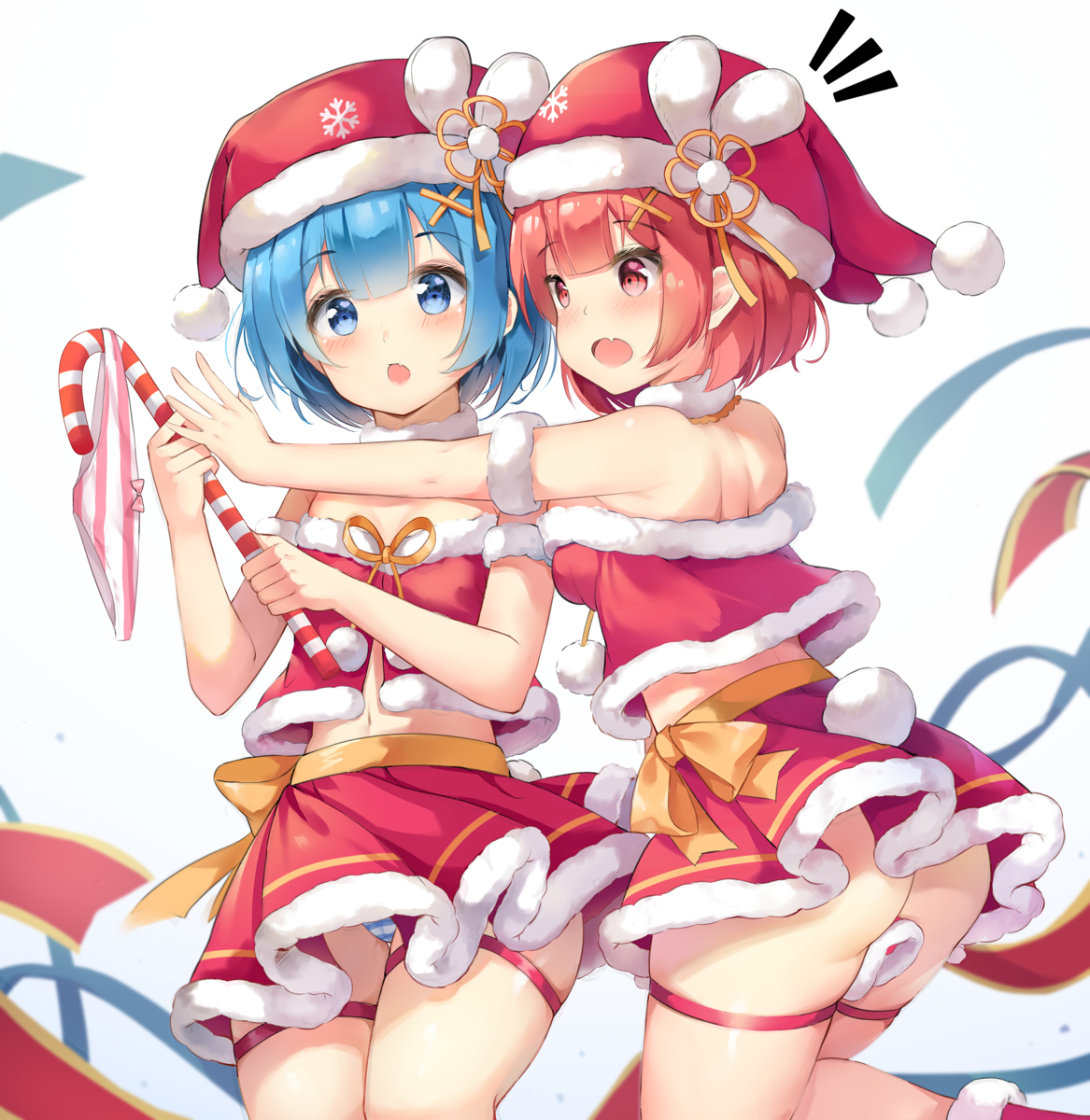 This is a pixiv picture whose title is Rem x Ram !! ❤.