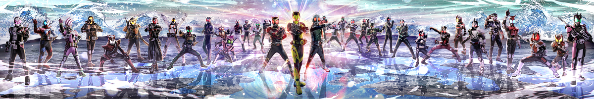 This is a pixiv picture whose title is 昭和・平成・令和　仮面ライダー1971-2019.