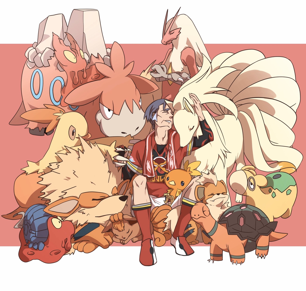 This is a pixiv picture whose title is ホウエン地方のほのおタイプ.