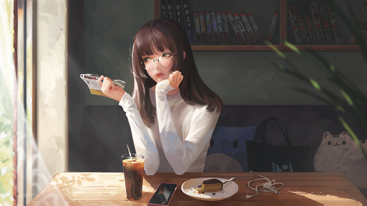 This is a pixiv picture whose title is manga cafe.