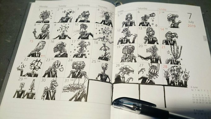 This is a pixiv picture whose title is 1日1異形2019（7月～12月）.