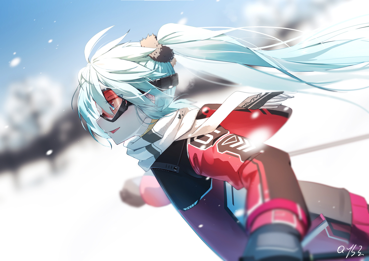 This is a pixiv picture whose title is miku 滑雪.