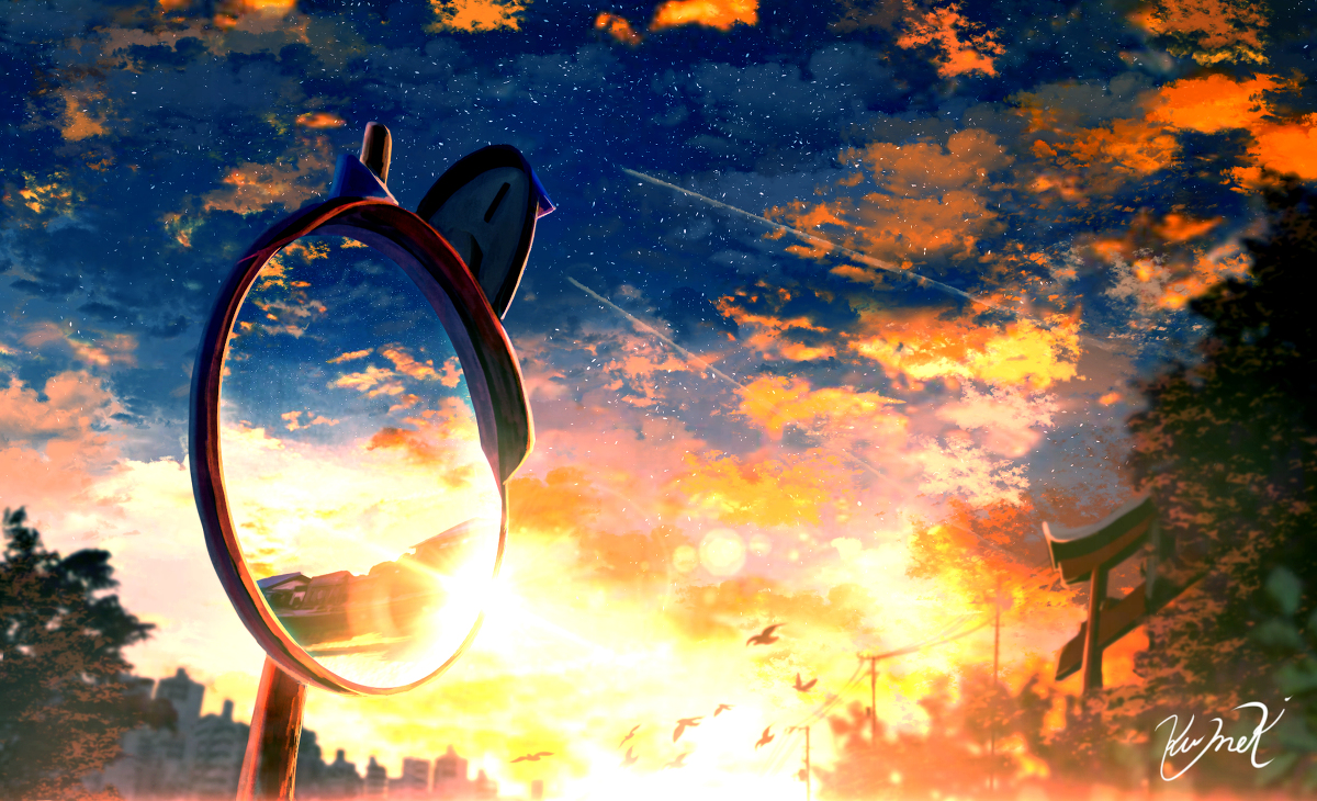 This is a pixiv picture whose title is 夕鏡の空.