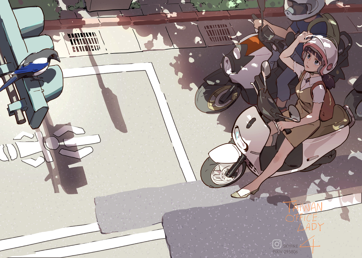 This is a pixiv picture whose title is 夏日停等線 / 夏日の停止線.