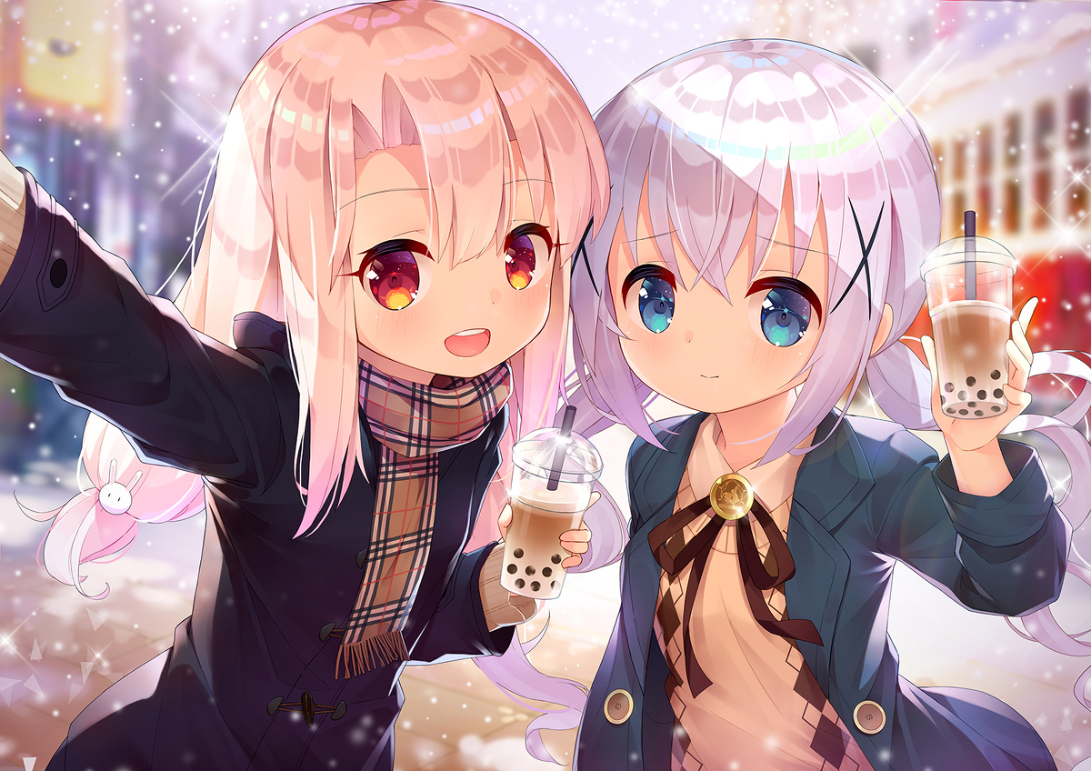This is a pixiv picture whose title is 不思議な出会い！イリヤ＆チノ.