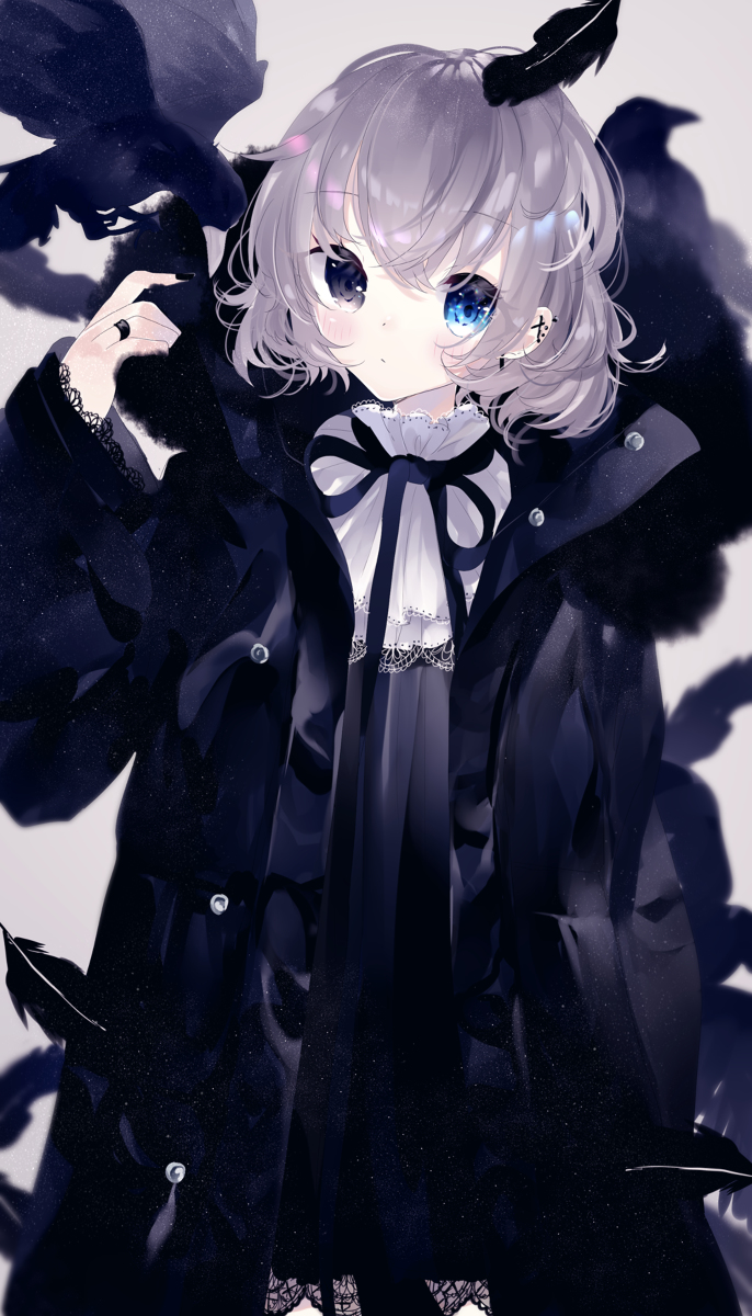 This is a pixiv picture whose title is 冬毛のカラス.