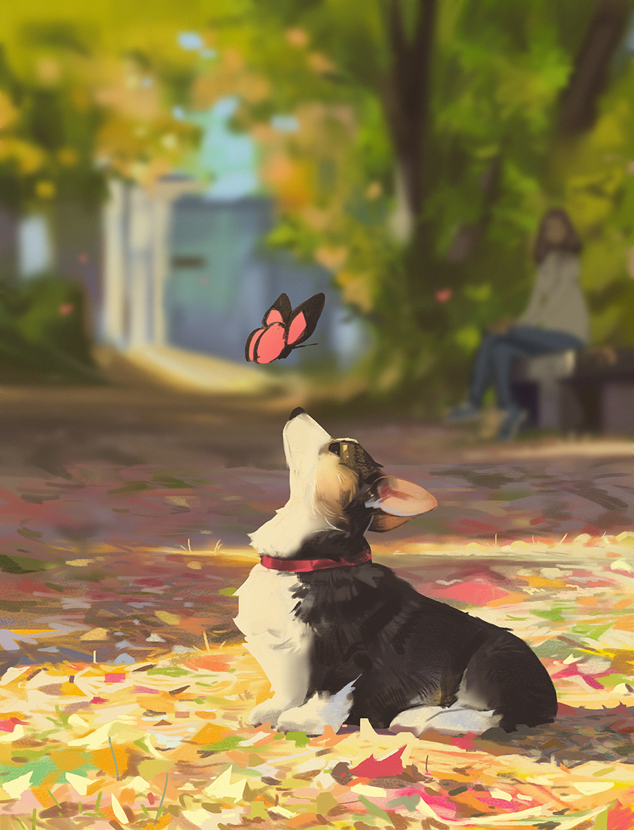 This is a pixiv picture whose title is Corgi and stairs.