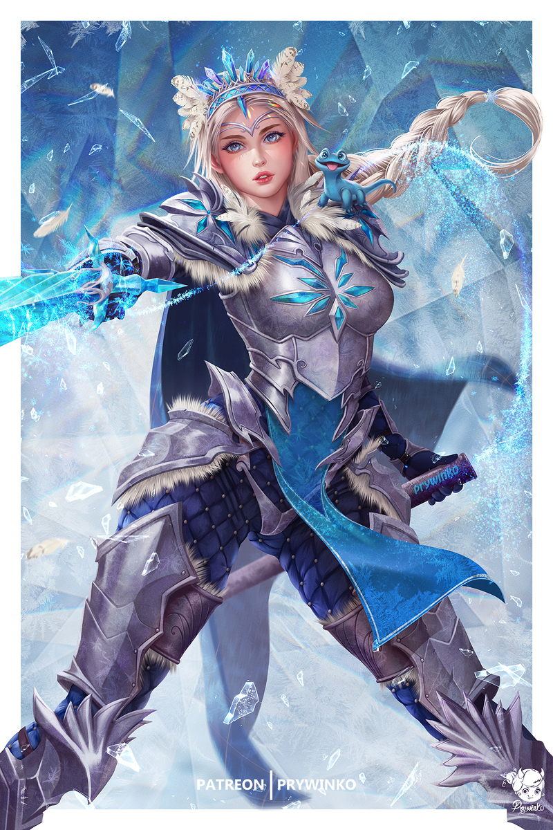 This is a pixiv picture whose title is Frozen Knight Elsa.