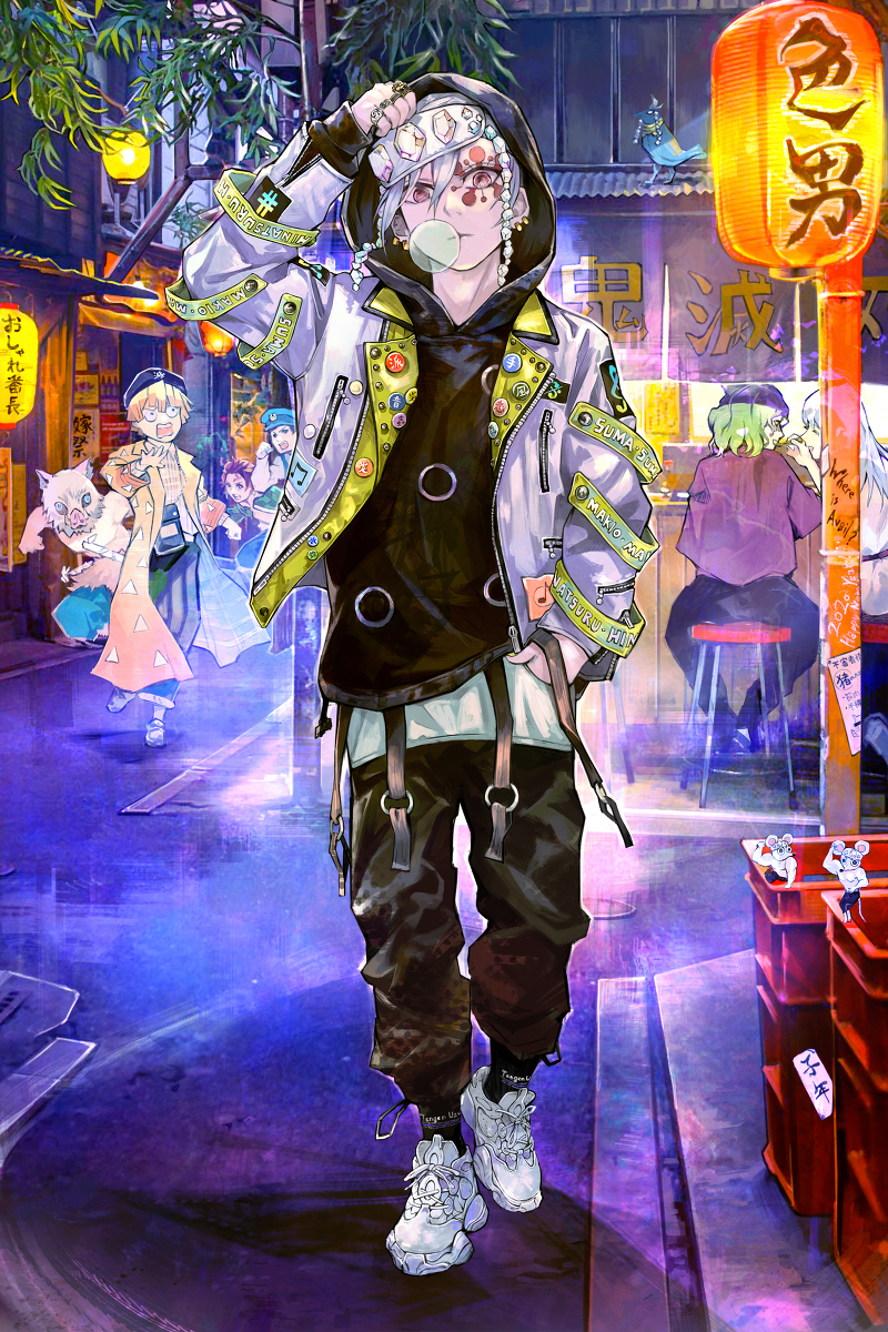 This is a pixiv picture whose title is 現代×鬼滅の刃.