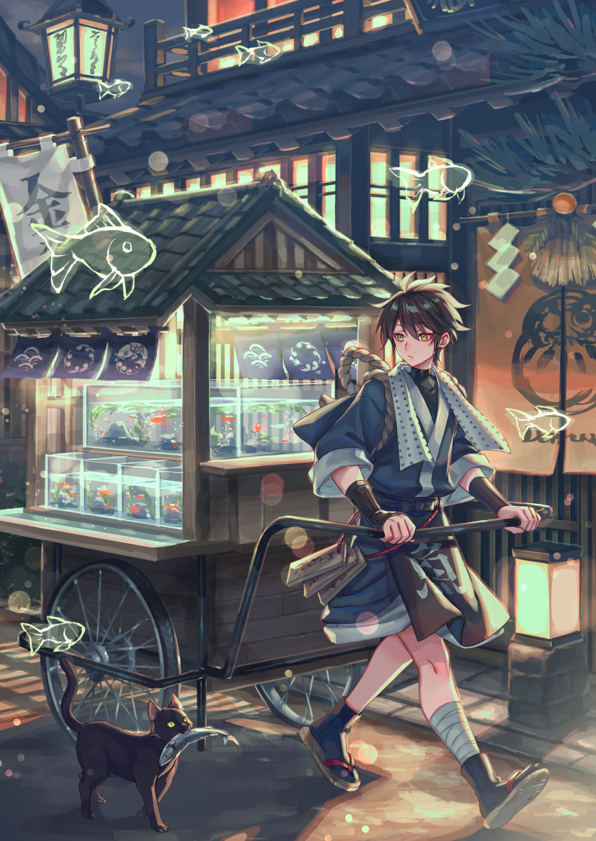 This is a pixiv picture whose title is 金魚売りの屋台.