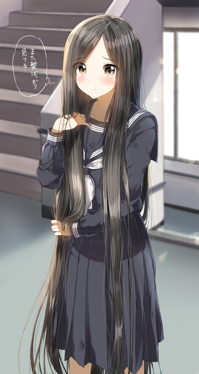 This is a pixiv picture whose title is 髪、好きなの？.