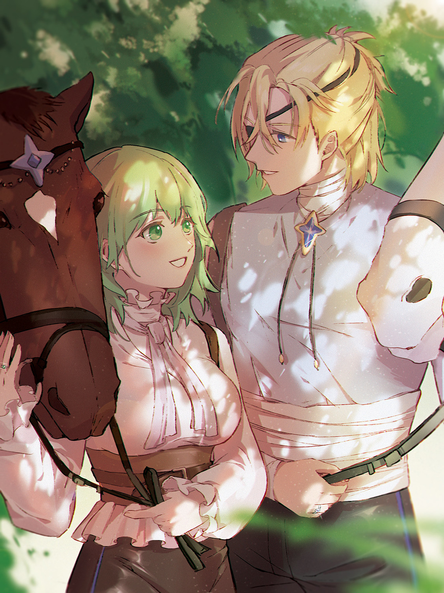 This is a pixiv picture whose title is 一起骑马.