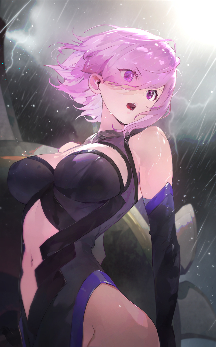 This is a pixiv picture whose title is 雨の中.