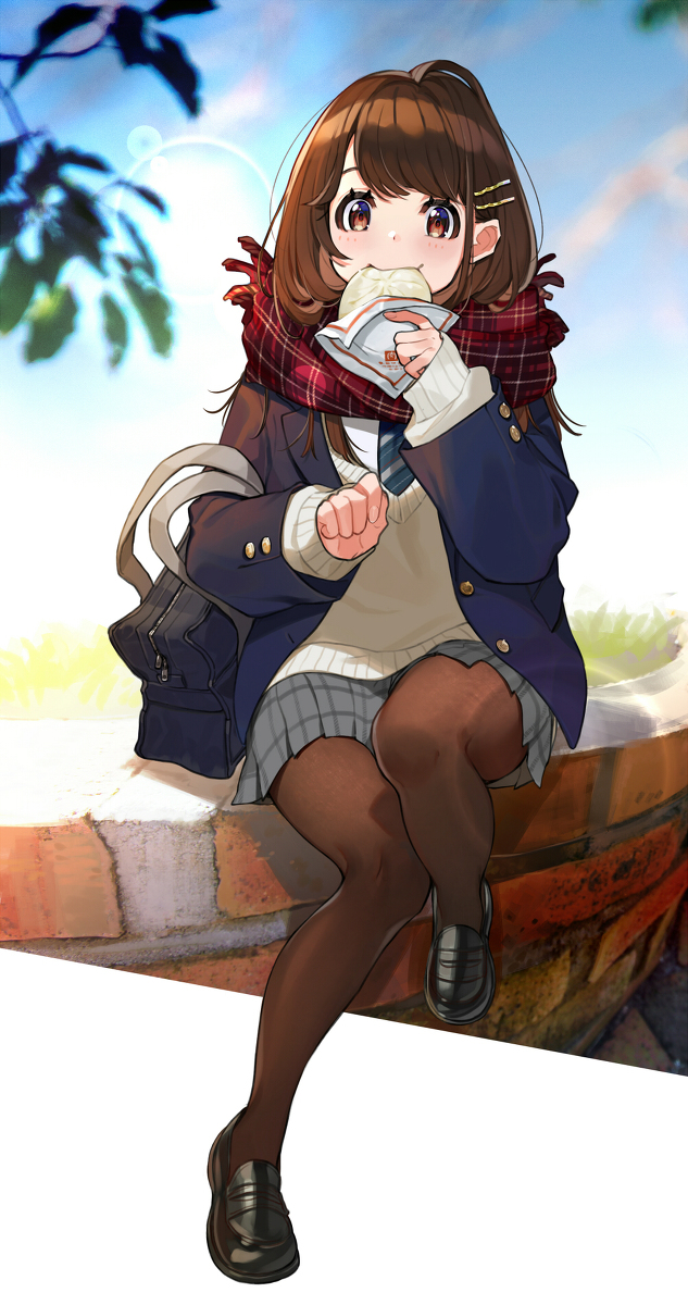 This is a pixiv picture whose title is 冬のマフモコJKちゃん.