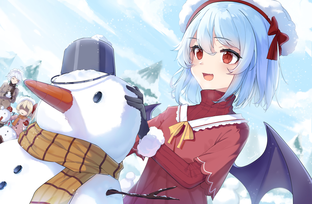 This is a pixiv picture whose title is メイドとスカーレットの姉妹.