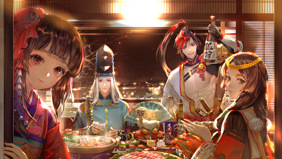 This is a pixiv picture whose title is 灯夜遊春.
