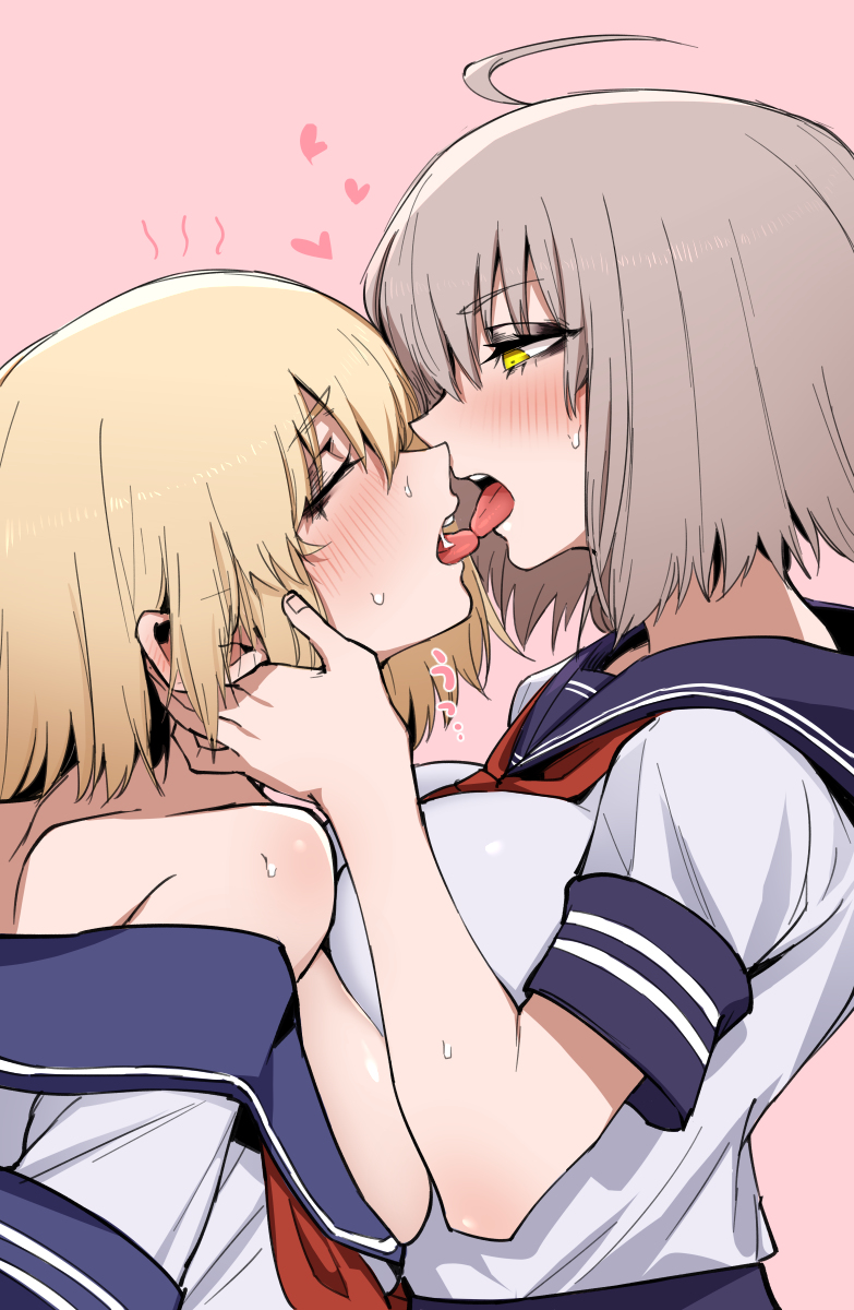 This is a pixiv picture whose title is 二人とも初キス.