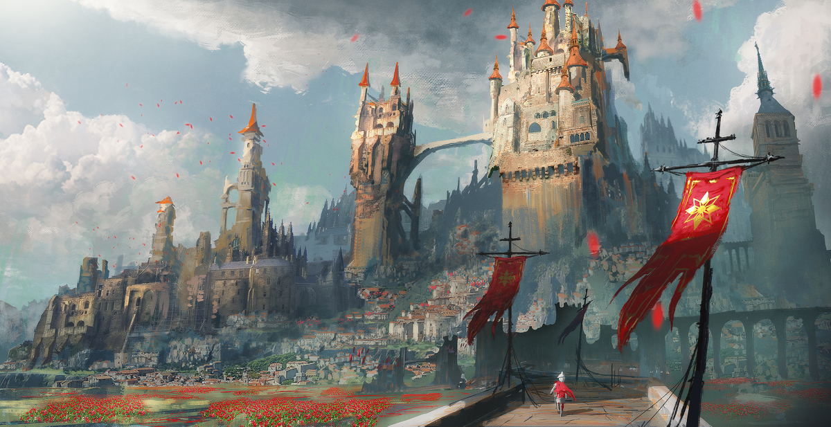 This is a pixiv picture whose title is 【PFAOS】首都アルケー_全景.