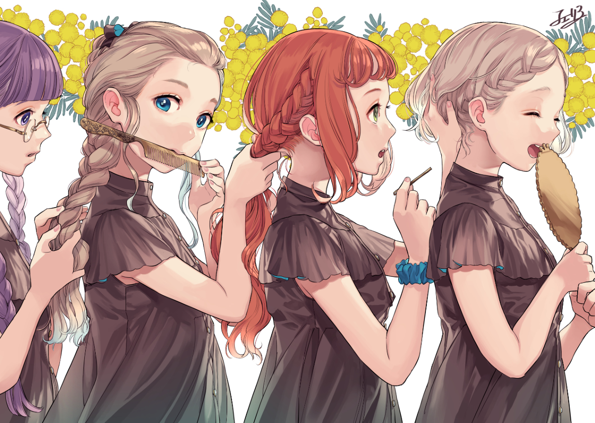 This is a pixiv picture whose title is みつあみしょうじょ.