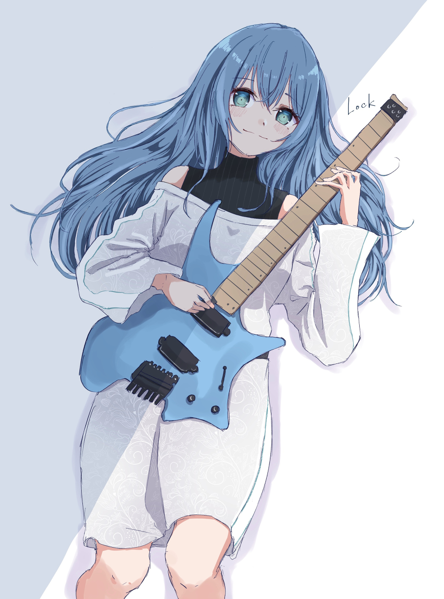 This is a pixiv picture whose title is 寝ギターLock🎸.