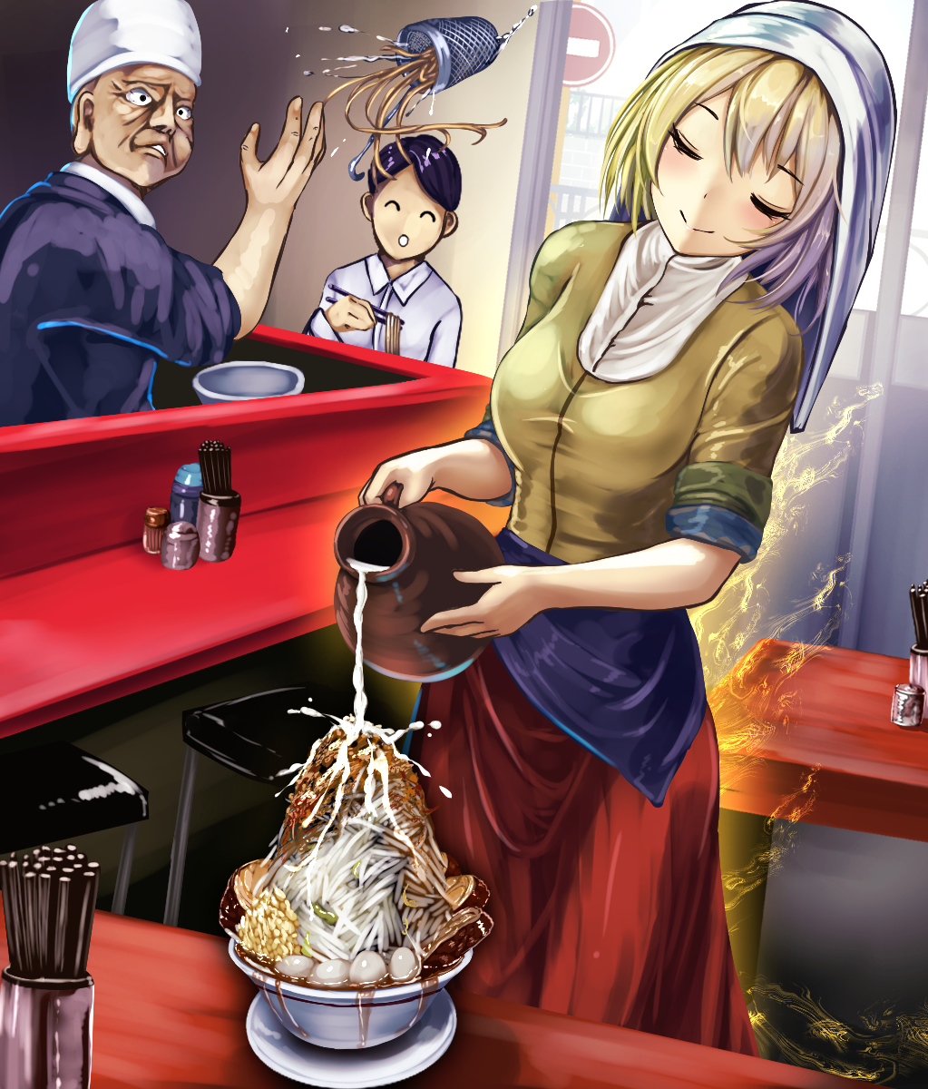 This is a pixiv picture whose title is 何にでも牛乳を注ぐ女.