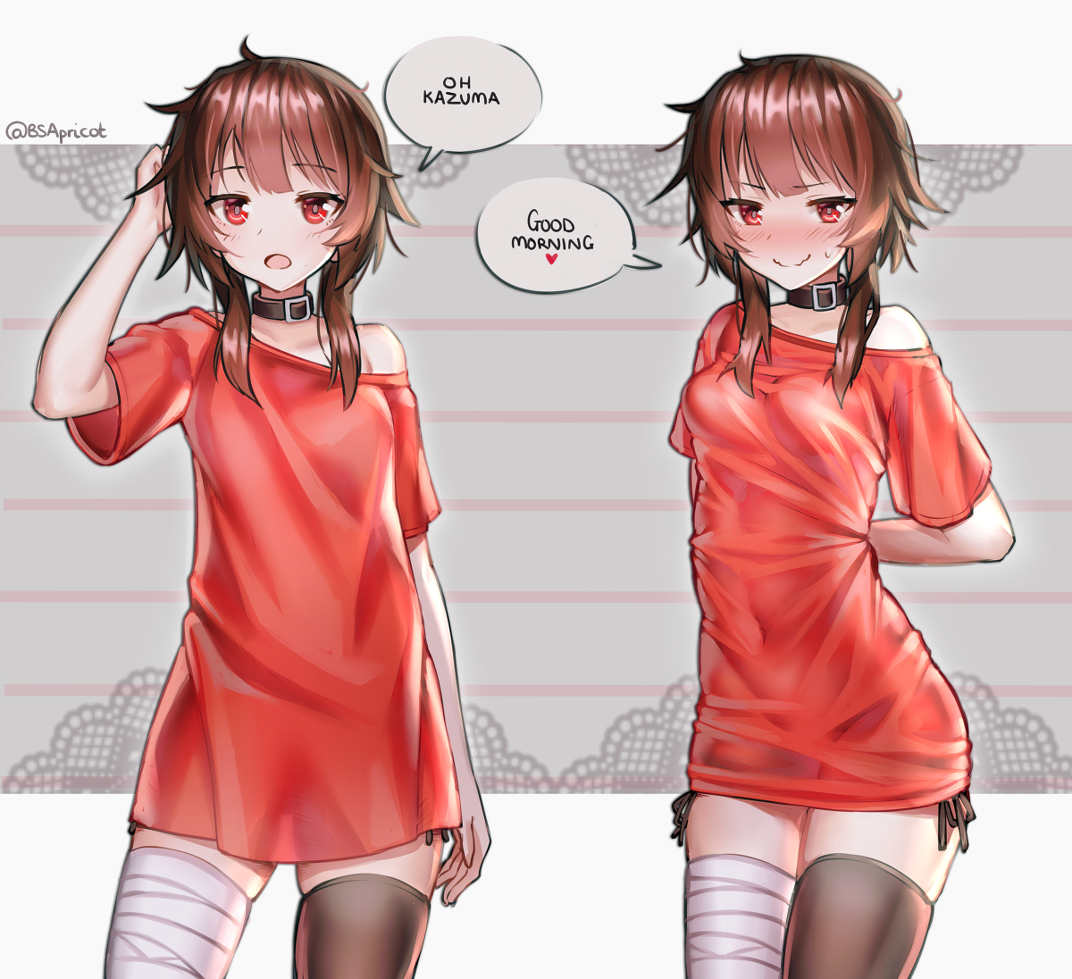 This is a pixiv picture whose title is Megumin パジャマチャレンジ.
