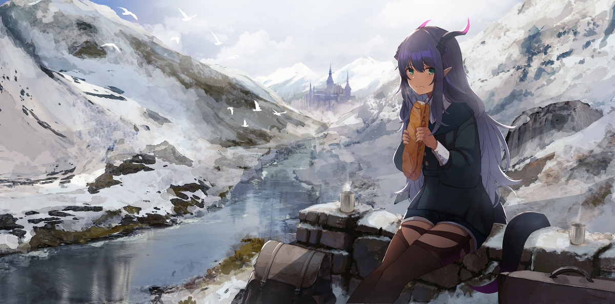 This is a pixiv picture whose title is 旅の途中.