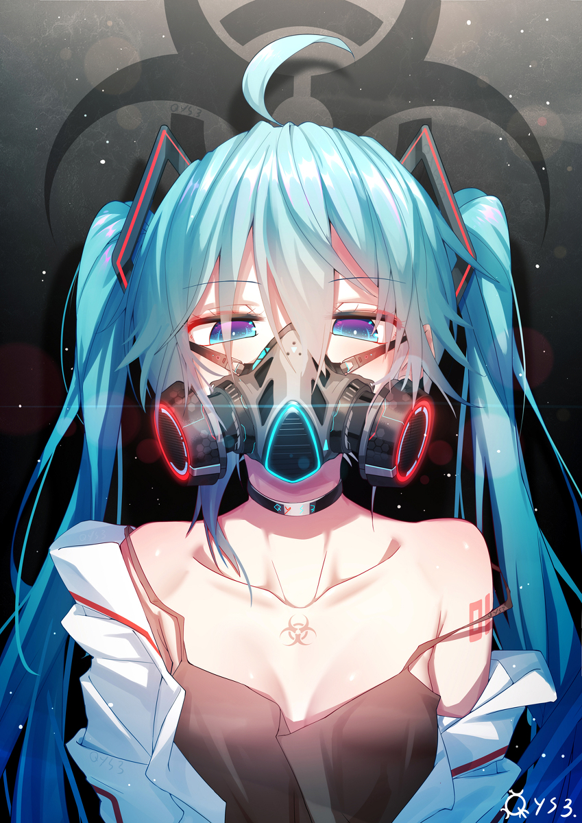 This is a pixiv picture whose title is MIKU 防毒面具.