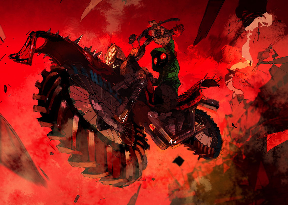 This is a pixiv picture whose title is 赤い眼のやつがくる！.