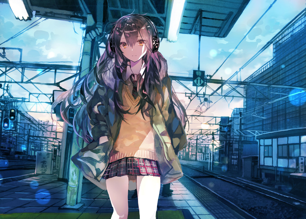 This is a pixiv picture whose title is 朝5時の立川駅（芳文社様『中央線沿線少女』新連載）.