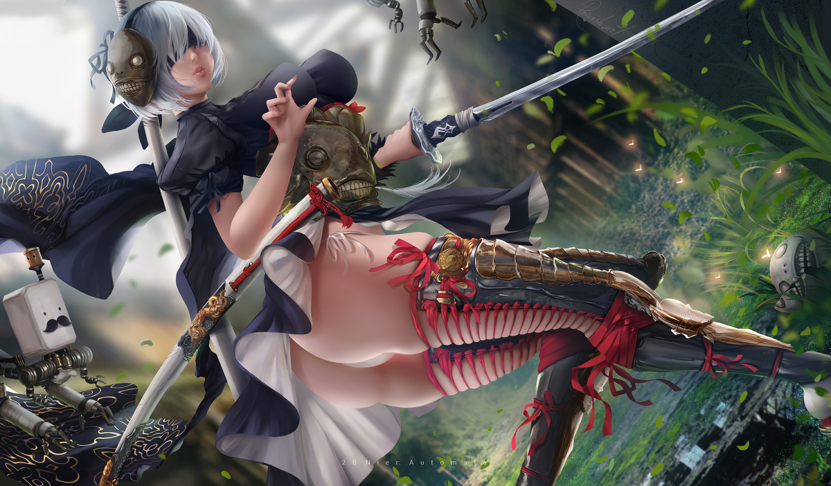 This is a pixiv picture whose title is 2B - Nier Automata.